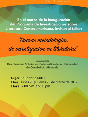 Afiche del Taller: “Nuevas metodologías de investigación en literatura”.