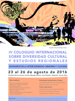Afiche del IV Coloquio Internacional sobre Diversidad Cultural y Estudios Regionales: “Escenarios de la Heterogeneidad: memorias y culturas”